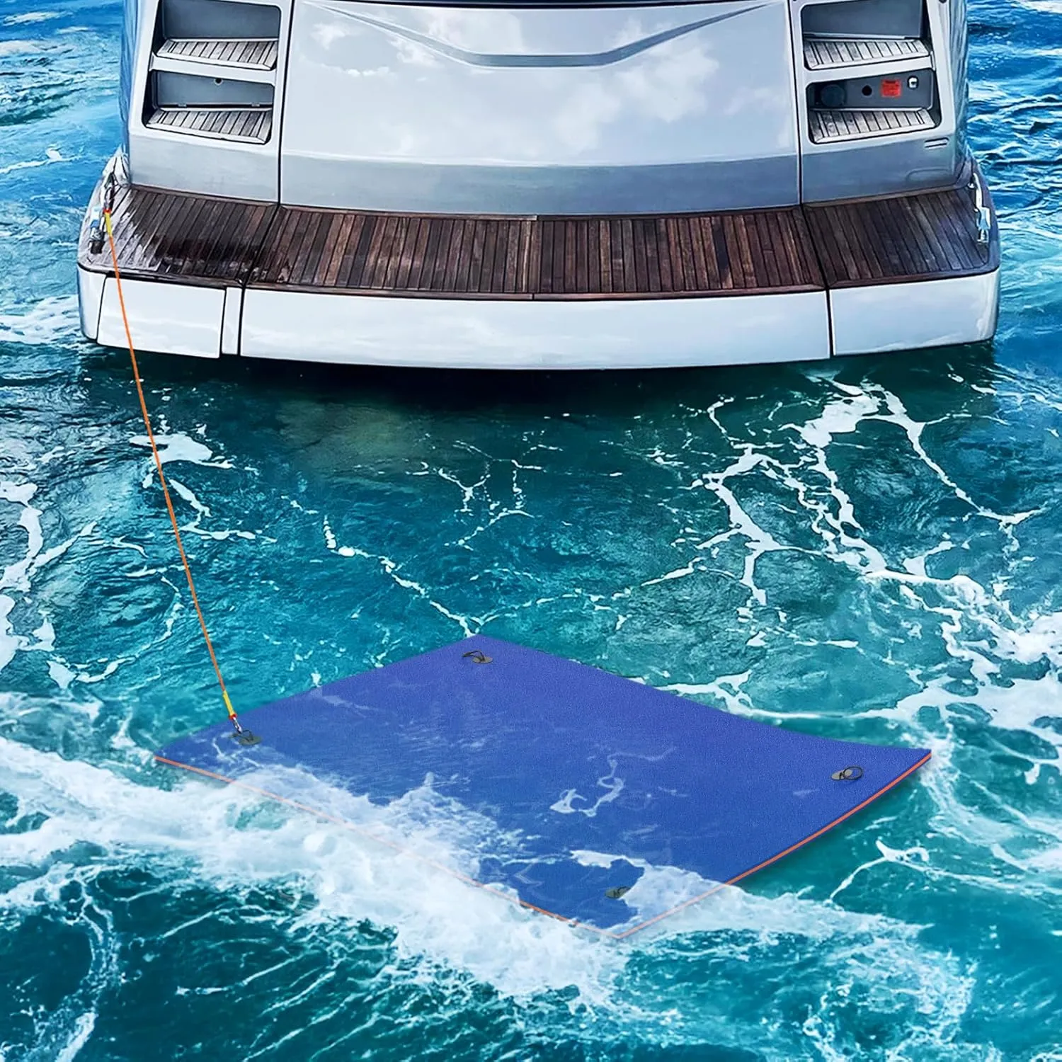 MADOG 9 x 6 Ft Outdoor Floating Water Mat for Adult Beach Lake Ocean Swimming Pool Large Size 3 Layer Tear Resistant XPE Foam Giant Swim Tanning Float Island Pad Raft Recreation Hammock Lounger Blue