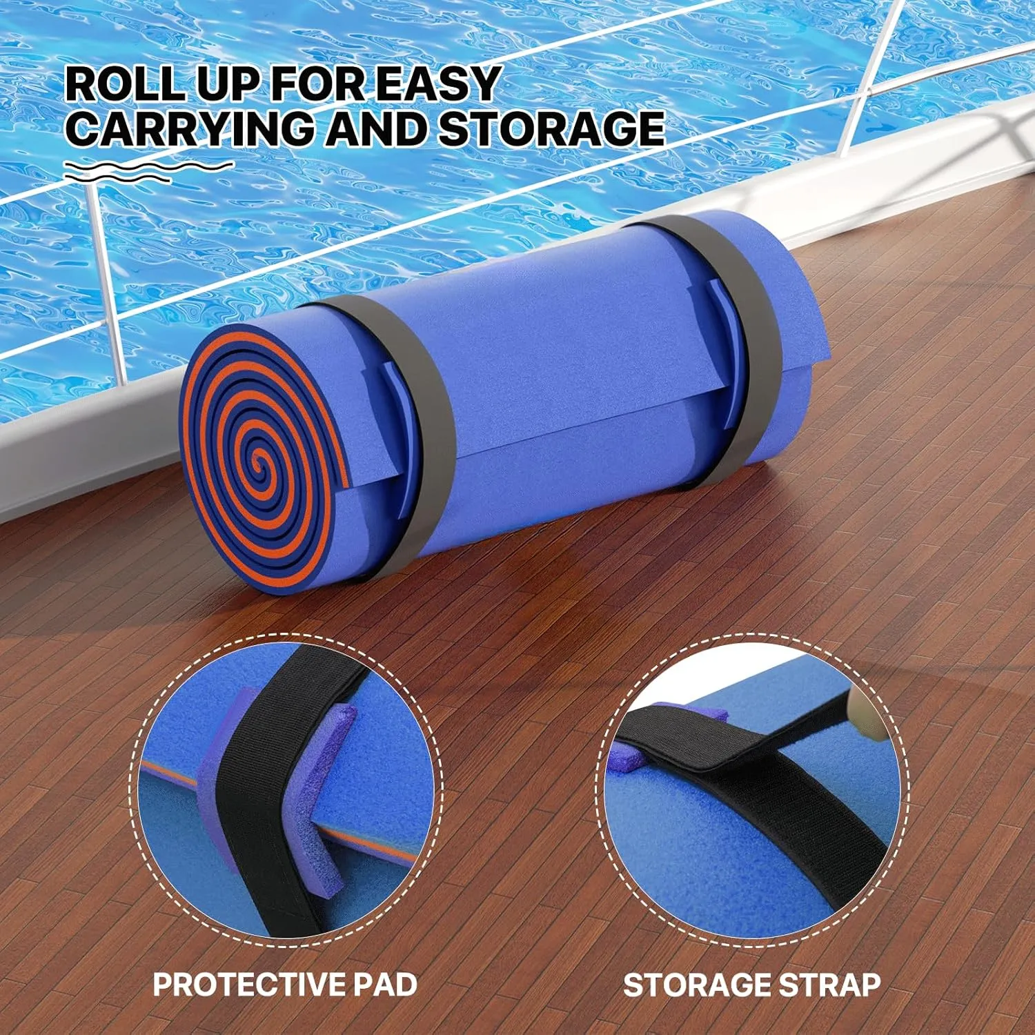 MADOG 9 x 6 Ft Outdoor Floating Water Mat for Adult Beach Lake Ocean Swimming Pool Large Size 3 Layer Tear Resistant XPE Foam Giant Swim Tanning Float Island Pad Raft Recreation Hammock Lounger Blue