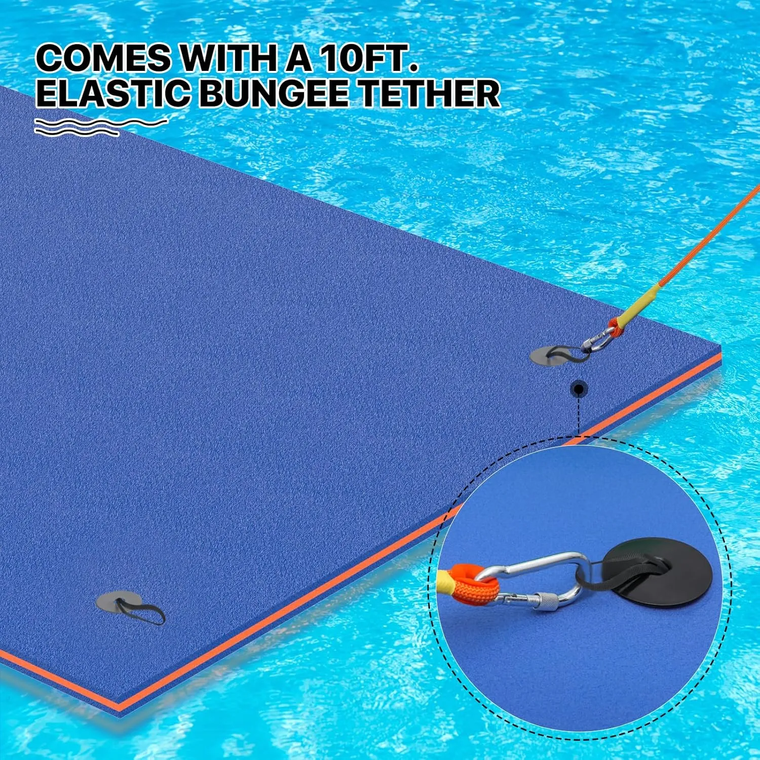 MADOG 9 x 6 Ft Outdoor Floating Water Mat for Adult Beach Lake Ocean Swimming Pool Large Size 3 Layer Tear Resistant XPE Foam Giant Swim Tanning Float Island Pad Raft Recreation Hammock Lounger Blue