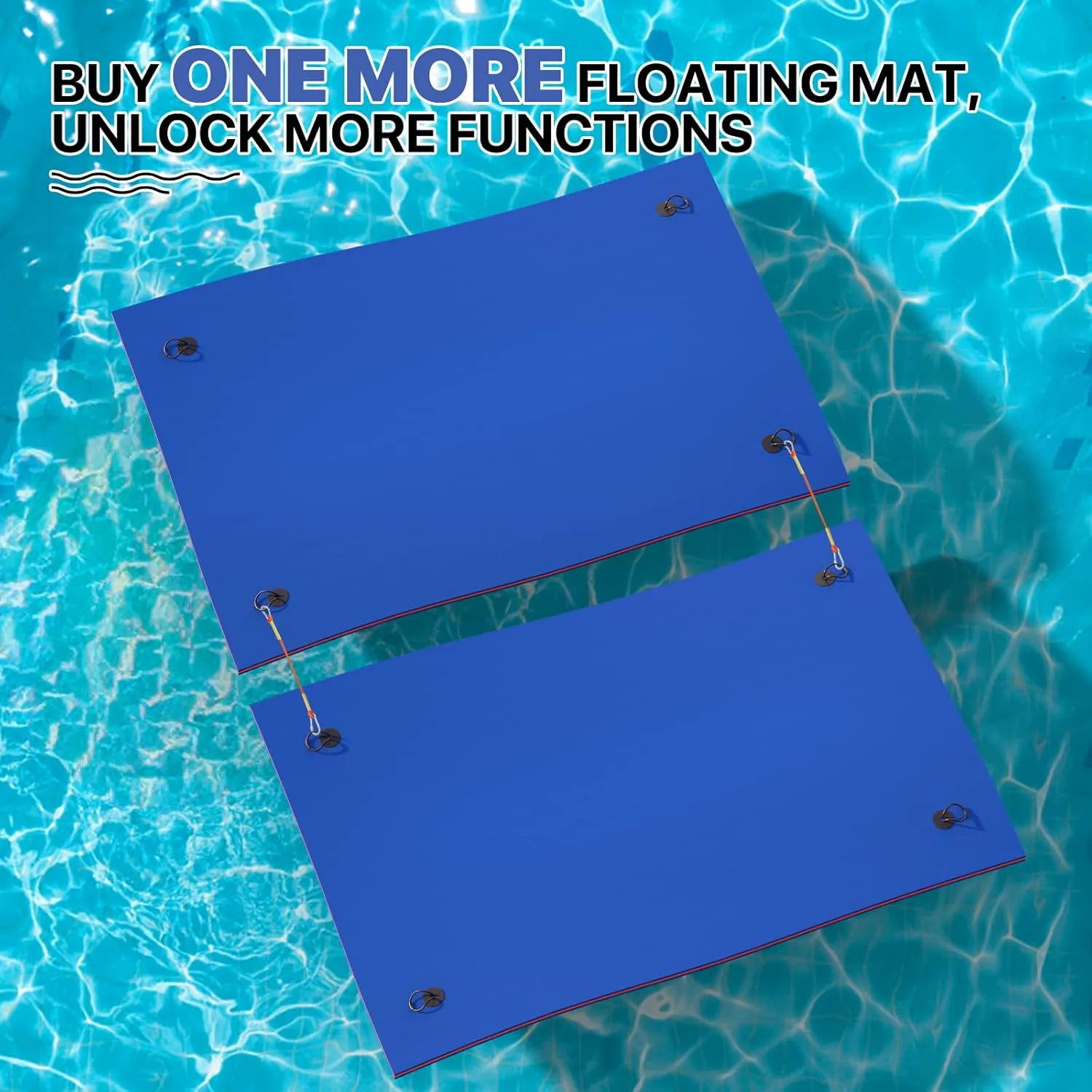 MADOG 9 x 6 Ft Outdoor Floating Water Mat for Adult Beach Lake Ocean Swimming Pool Large Size 3 Layer Tear Resistant XPE Foam Giant Swim Tanning Float Island Pad Raft Recreation Hammock Lounger Blue