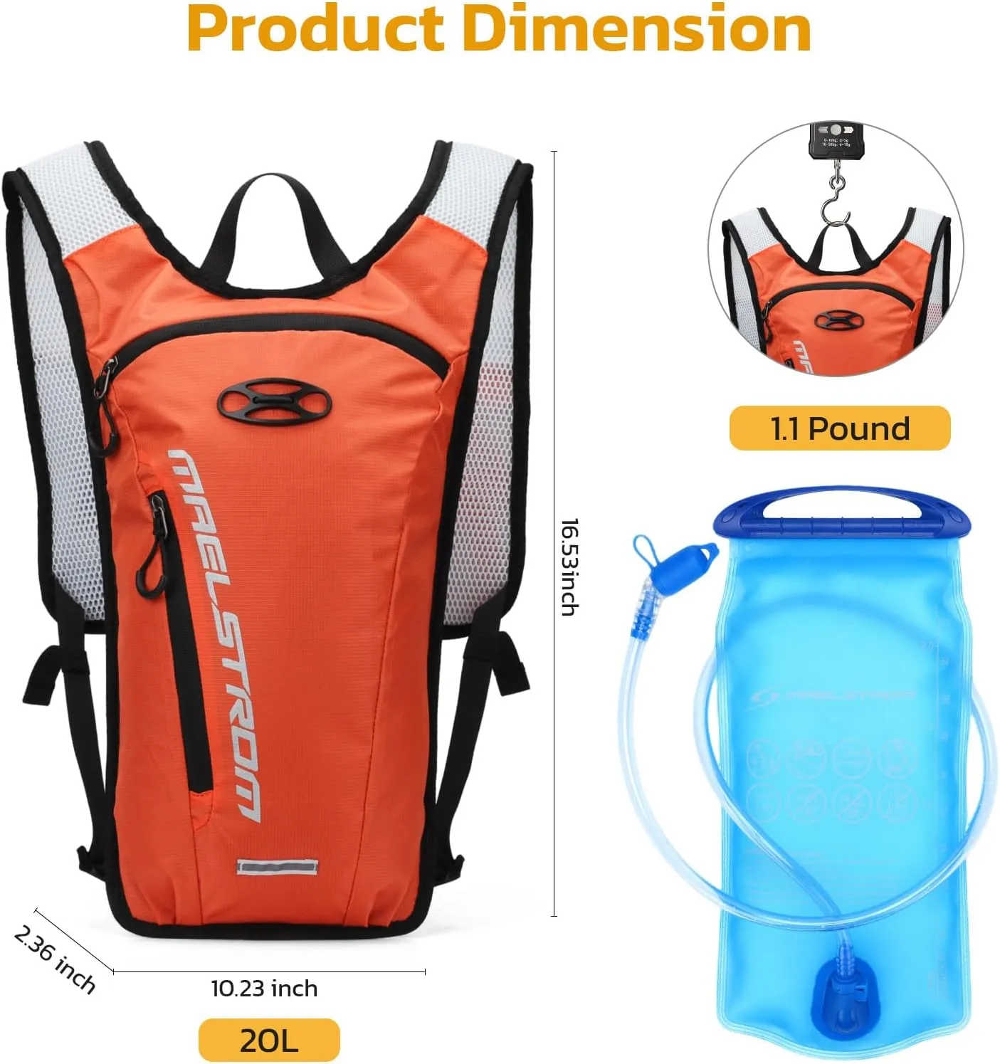 Maelstrom Running Hydration Vest,Hiking Backpack with 2L Water Bladder for Cycling Rave for Men Women