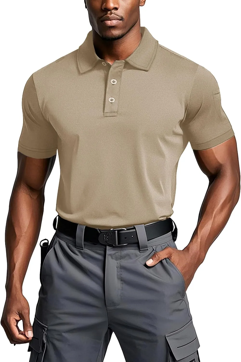 MAGCOMSEN Men's Polo Shirts Tactical UPF 50  Quick Dry Performance Short Sleeve Work Golf Shirts Lightweight Collared Pique