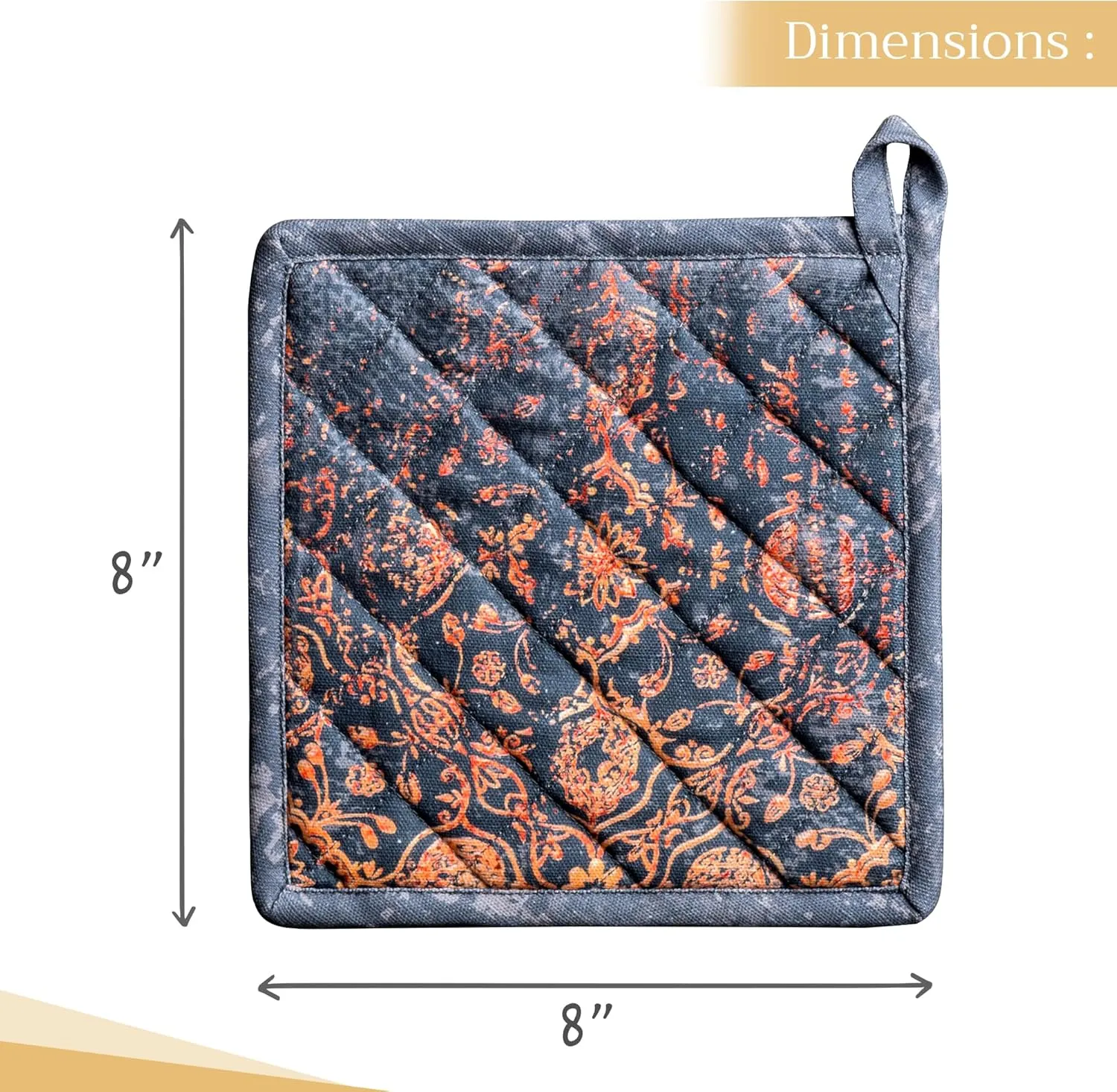 Maison d'Hermine Pot Holders Set 100% Cotton Heat Resistant Potholders 8" x 8" Hot Pads with Loop BBQ, Cooking, Baking, Grilling, Kitchen, Handling Hot Pans (Pack of 2, Imperfection)