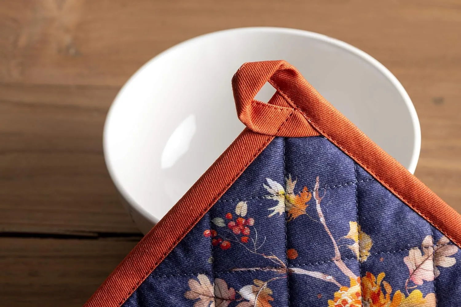 Maison d'Hermine Pot Holders Set 100% Cotton Heat Resistant Potholders 8" x 8" Hot Pads with Loop BBQ, Cooking, Baking, Grilling, Kitchen, Handling Hot Pans (Pack of 2, Kelim - Infinity)