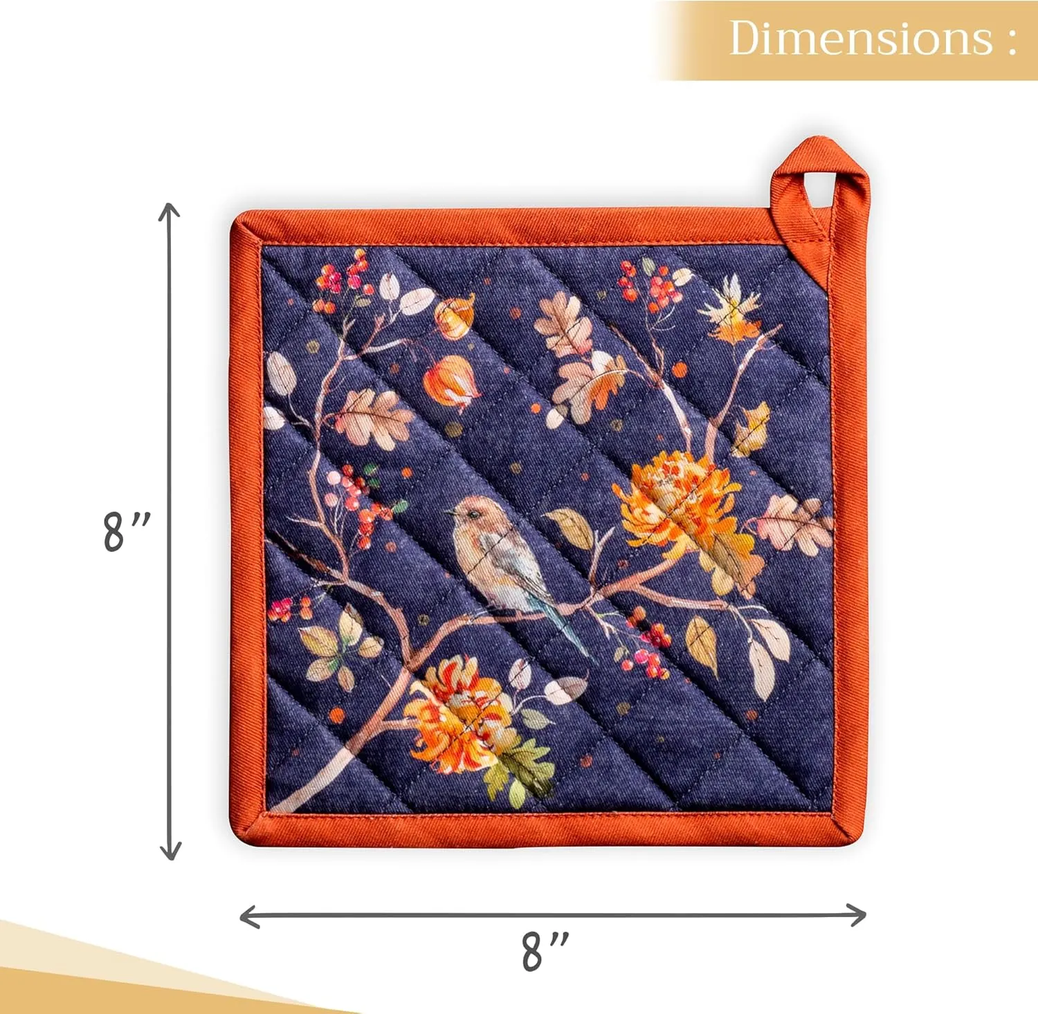 Maison d'Hermine Pot Holders Set 100% Cotton Heat Resistant Potholders 8" x 8" Hot Pads with Loop BBQ, Cooking, Baking, Grilling, Kitchen, Handling Hot Pans (Pack of 2, Kelim - Infinity)