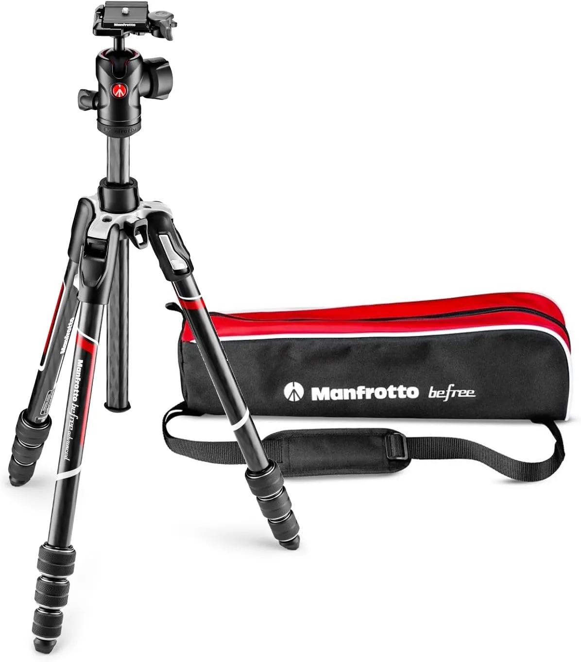 Manfrotto Befree Advanced 4-Section Carbon Fiber Travel Tripod with 494 Center Ball Head, Black