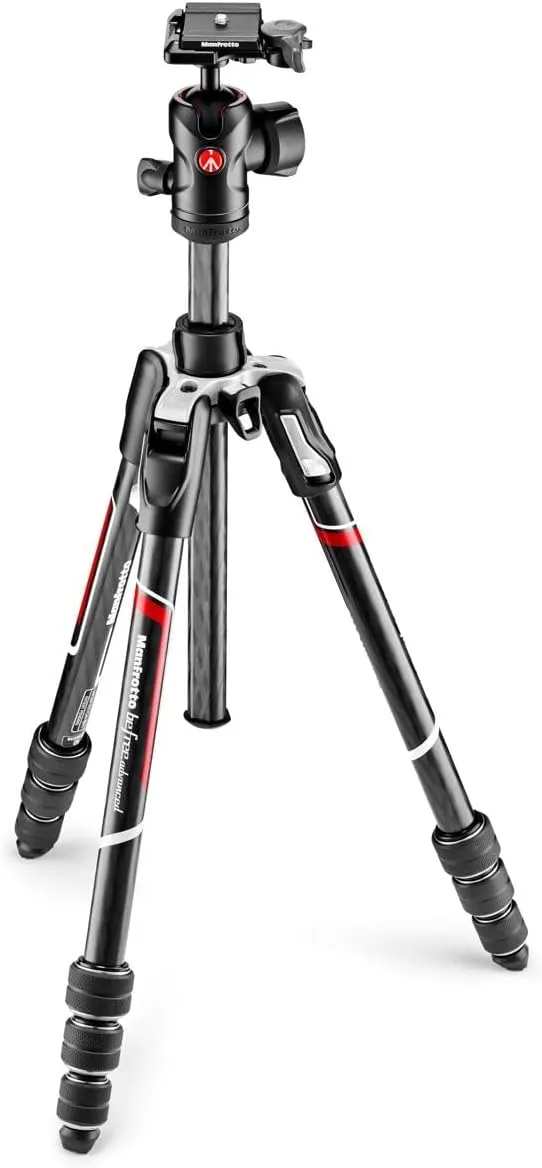 Manfrotto Befree Advanced 4-Section Carbon Fiber Travel Tripod with 494 Center Ball Head, Black