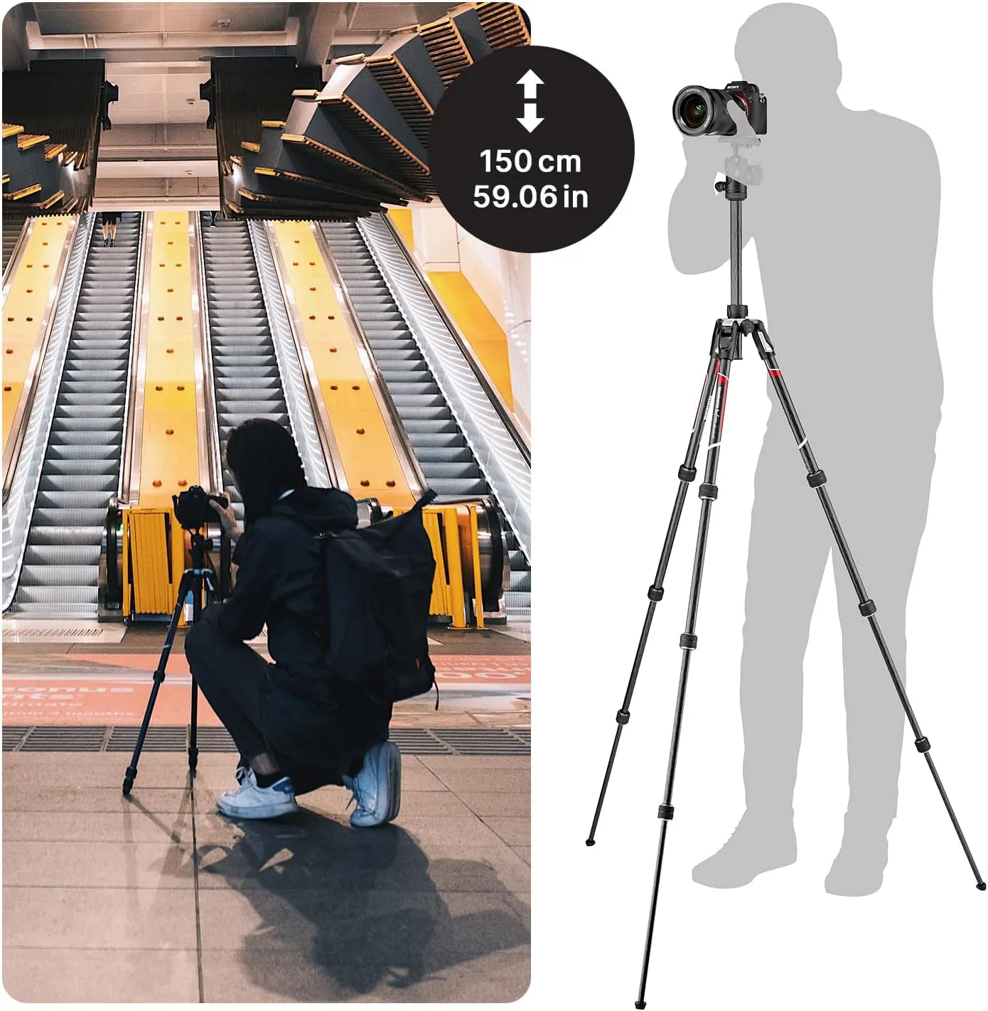 Manfrotto Befree Advanced 4-Section Carbon Fiber Travel Tripod with 494 Center Ball Head, Black