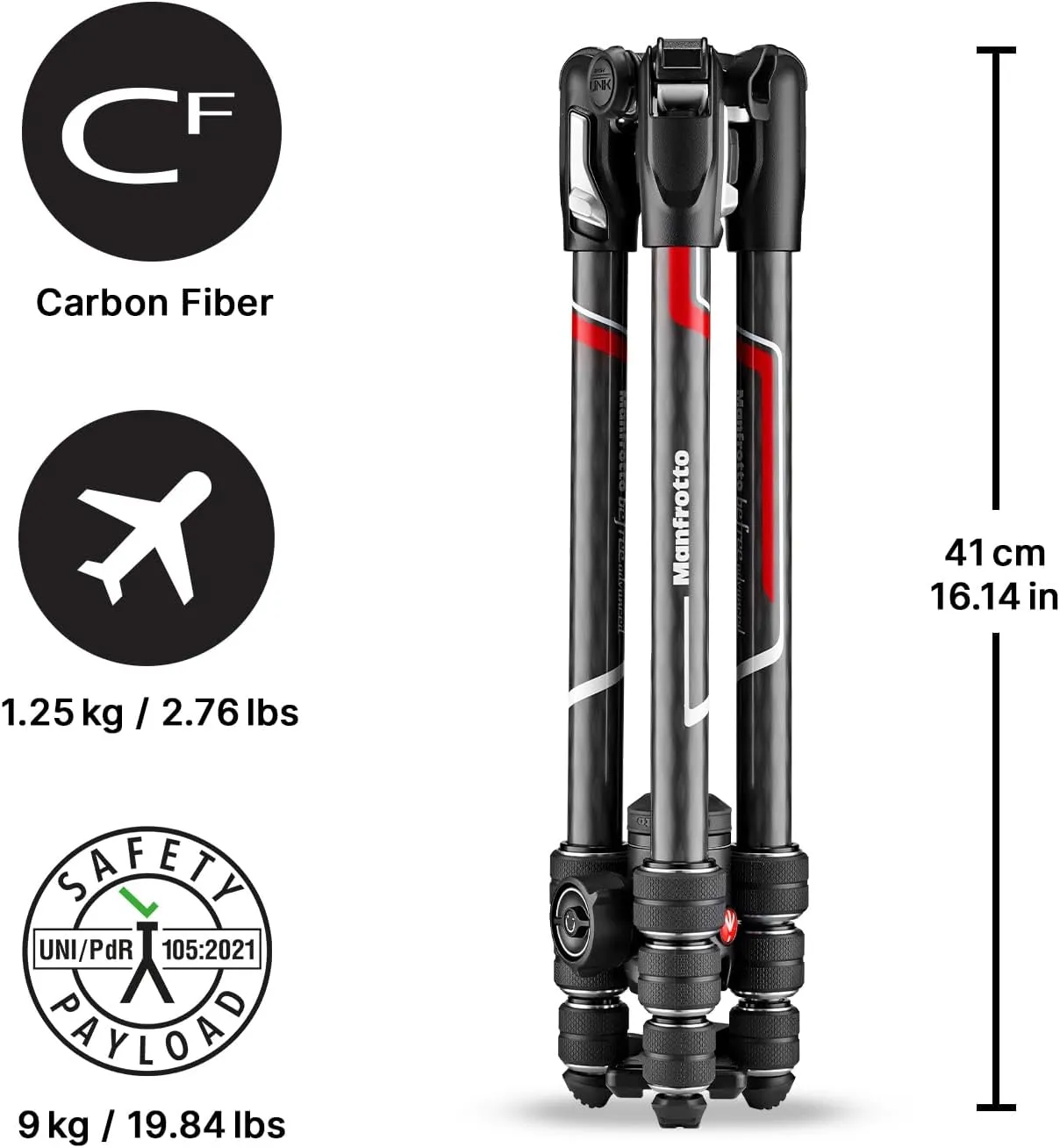 Manfrotto Befree Advanced 4-Section Carbon Fiber Travel Tripod with 494 Center Ball Head, Black