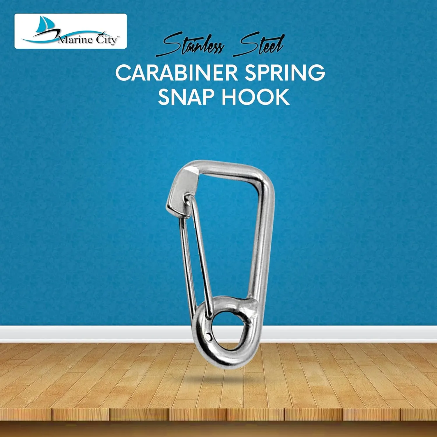 MARINE CITY Heavy Duty 316 Grade Stainless Steel Wire Gate Carabiner Spring Snap Hook for Boats – RVs – Backpacks – Camping – Hiking
