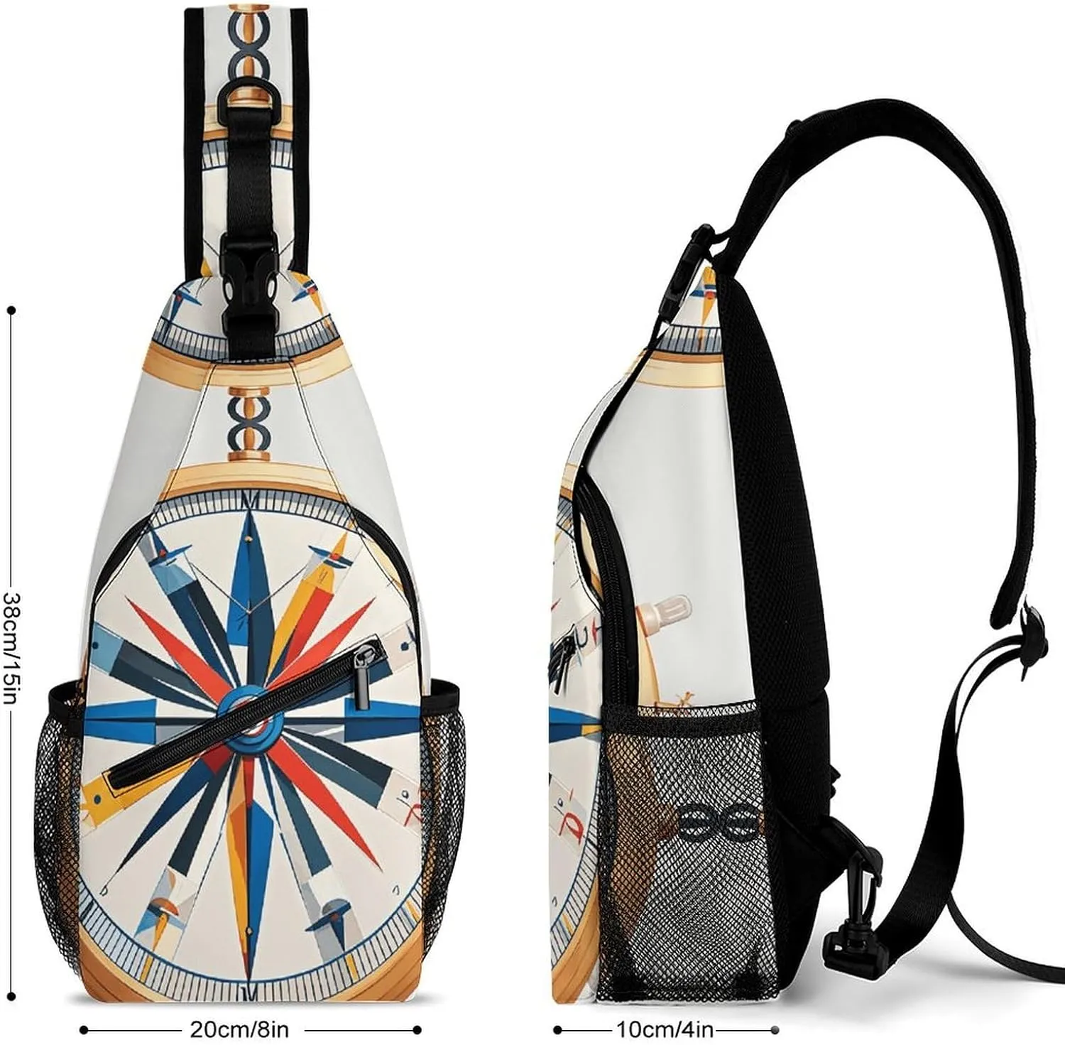 Maritime Sailboat Compass Crossbody Bag, Sling Bag, Sling Backpack, Belt Bags for Travel Outdoors Hiking