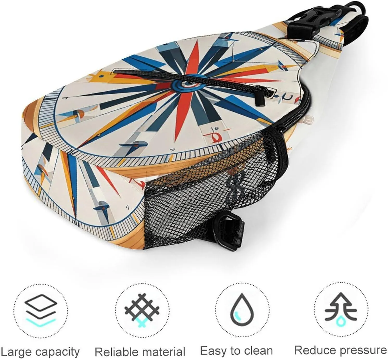 Maritime Sailboat Compass Crossbody Bag, Sling Bag, Sling Backpack, Belt Bags for Travel Outdoors Hiking