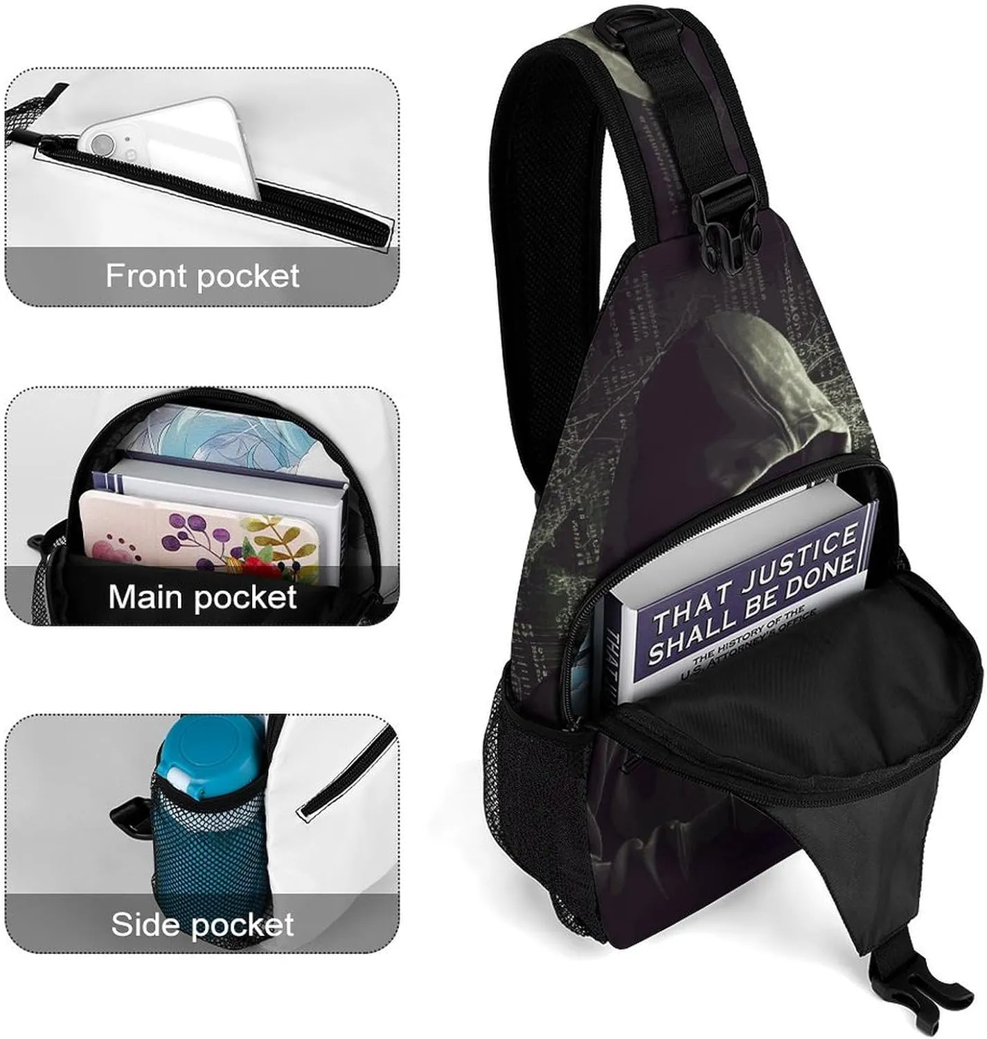 Maritime Sailboat Compass Crossbody Bag, Sling Bag, Sling Backpack, Belt Bags for Travel Outdoors Hiking