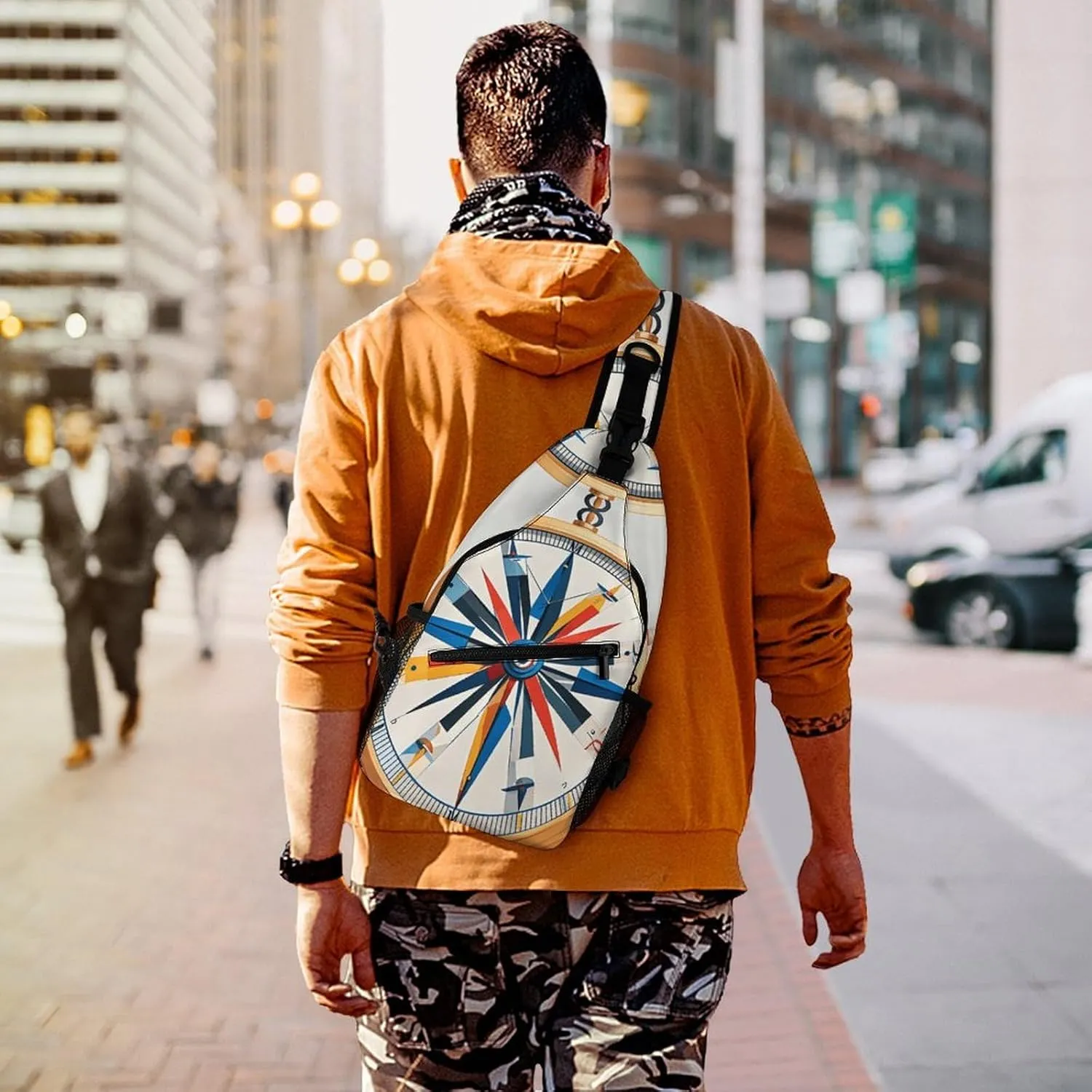 Maritime Sailboat Compass Crossbody Bag, Sling Bag, Sling Backpack, Belt Bags for Travel Outdoors Hiking