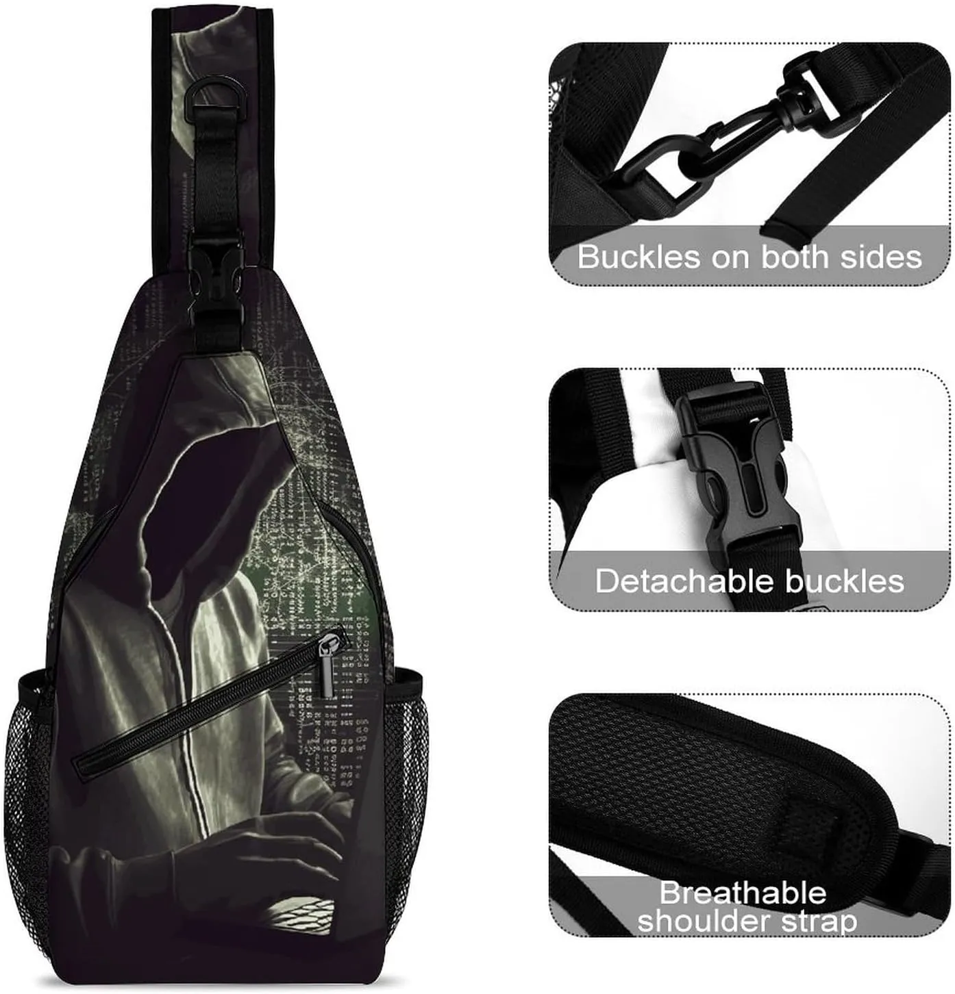 Maritime Sailboat Compass Crossbody Bag, Sling Bag, Sling Backpack, Belt Bags for Travel Outdoors Hiking