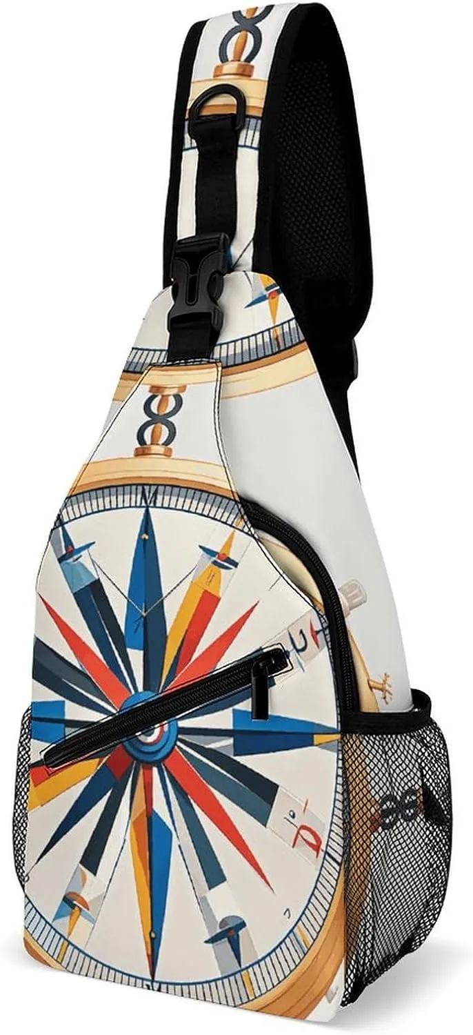 Maritime Sailboat Compass Crossbody Bag, Sling Bag, Sling Backpack, Belt Bags for Travel Outdoors Hiking