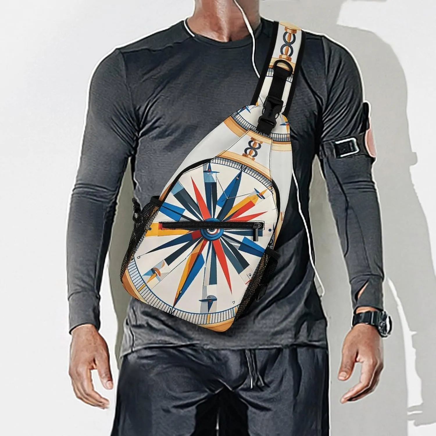 Maritime Sailboat Compass Crossbody Bag, Sling Bag, Sling Backpack, Belt Bags for Travel Outdoors Hiking