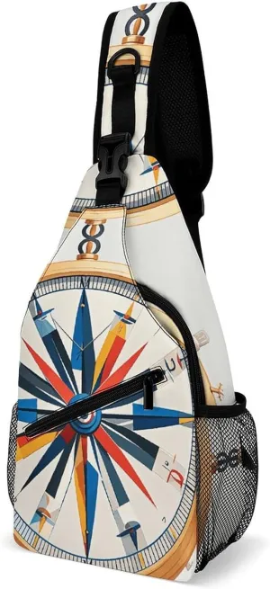 Maritime Sailboat Compass Crossbody Bag, Sling Bag, Sling Backpack, Belt Bags for Travel Outdoors Hiking