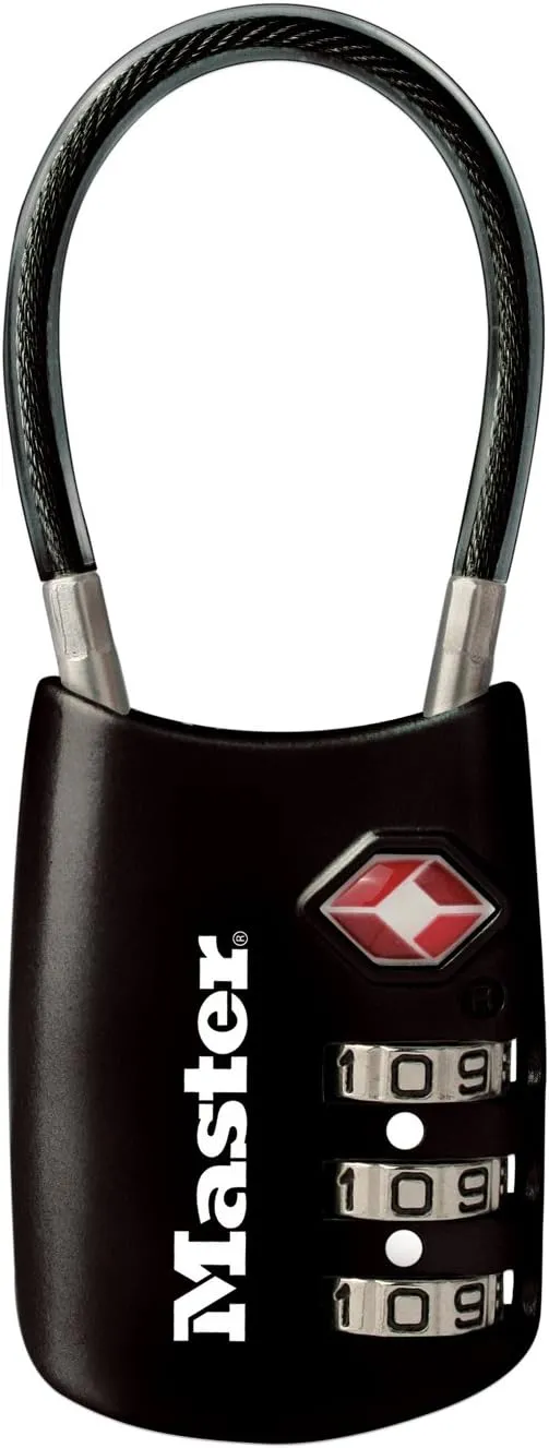 Master Lock 4680DBLK TSA-Approved Luggage Lock, 1-3/16-in. Wide, Black & TSA Set Your Own Combination Luggage Lock, Approved for Backpacks, Bags and Luggage, Colors May Vary