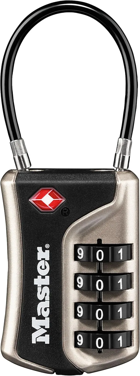 Master Lock 4696T, Pack of 2 Set Your Own Combination TSA Approved Luggage Lock, 2 Pack, Black & 4697D Set Your Own Combination TSA Approved Luggage Lock, 1 Pack, Colors May Vary