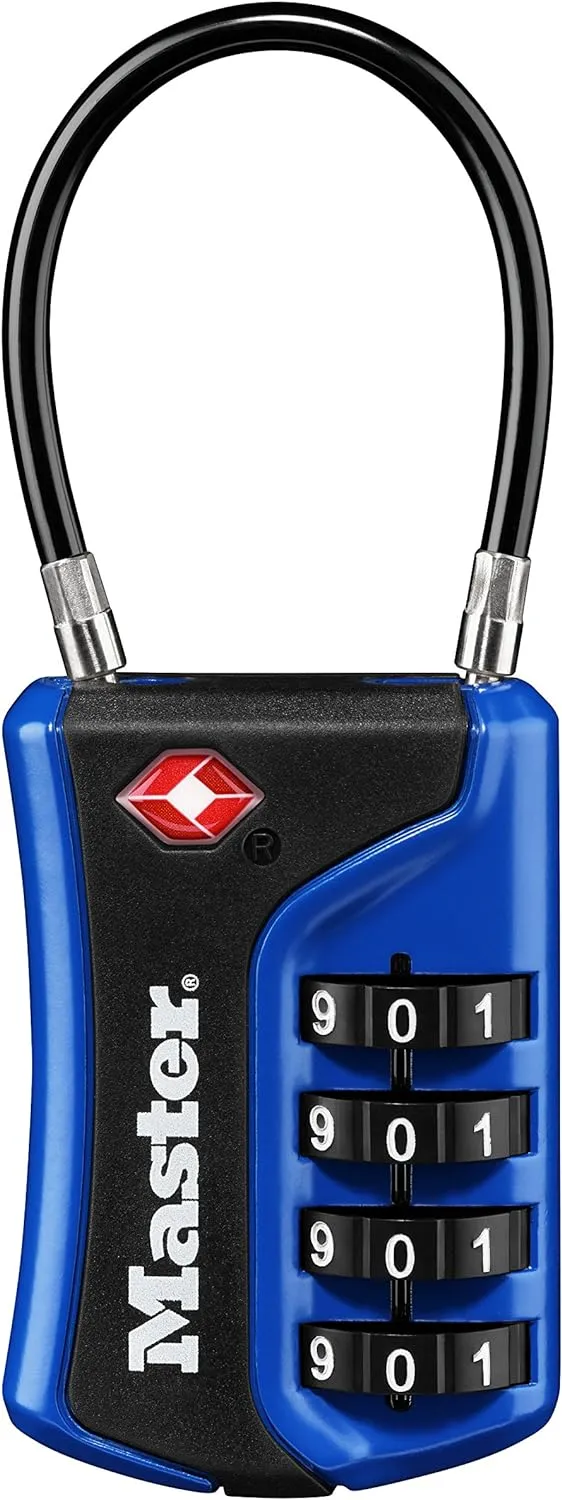 Master Lock 4696T, Pack of 2 Set Your Own Combination TSA Approved Luggage Lock, 2 Pack, Black & 4697D Set Your Own Combination TSA Approved Luggage Lock, 1 Pack, Colors May Vary