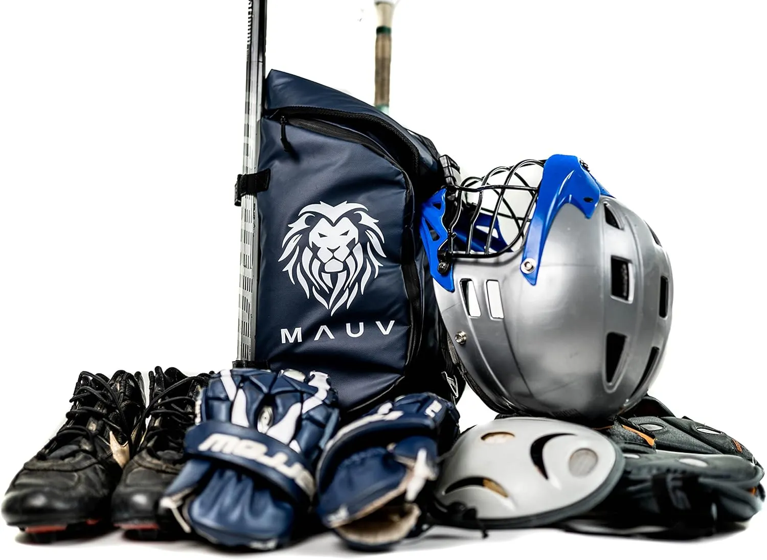 MAUV Premium Lacrosse Bag - Lacrosse Backpack - Holds Most Lacrosse or Field Hockey Equipment with Two Stick Holders and Separate Cleats Compartment - Black - Navy - Army Green - Arctic White