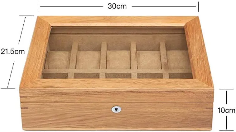 Mechanical Watch Storage Box with Glass sunroof with Lock Men and Women Pure Solid Wood Tempered Glass