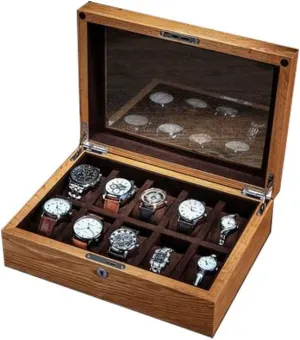 Mechanical Watch Storage Box with Glass sunroof with Lock Men and Women Pure Solid Wood Tempered Glass
