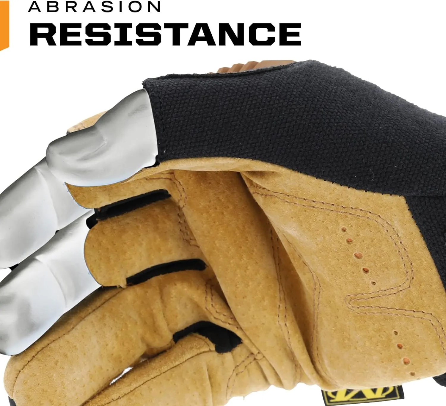 Mechanix Wear: M-Pact Durahide Leather Framer Work Gloves, Fingerless Design, Work Gloves with Impact Protection and Vibration Absorption, Safety Gloves for Men (Brown, Medium)