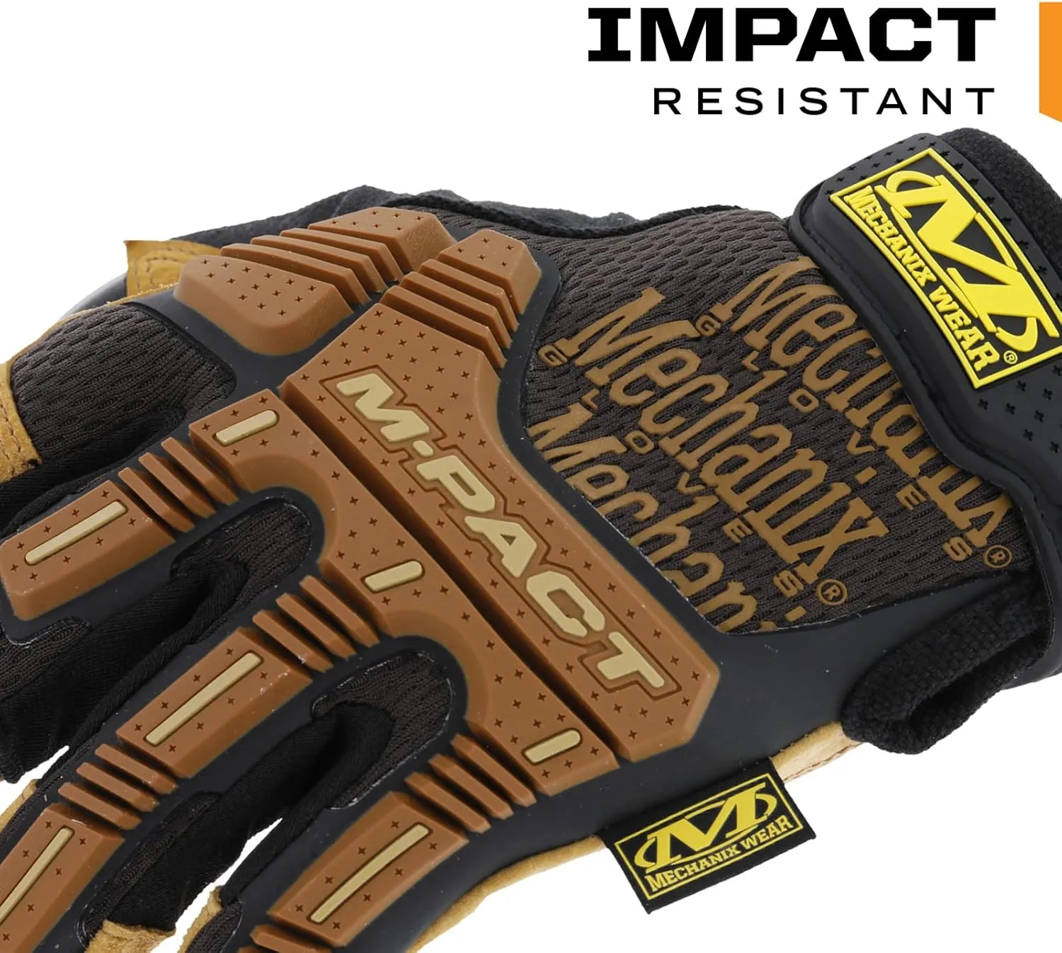 Mechanix Wear: M-Pact Durahide Leather Framer Work Gloves, Fingerless Design, Work Gloves with Impact Protection and Vibration Absorption, Safety Gloves for Men (Brown, XX-Large)
