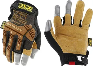 Mechanix Wear: M-Pact Durahide Leather Framer Work Gloves, Fingerless Design, Work Gloves with Impact Protection and Vibration Absorption, Safety Gloves for Men (Brown, XX-Large)