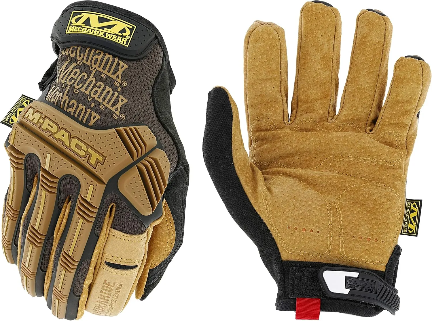 Mechanix Wear: M-Pact Durahide Leather Work Gloves with Secure Fit, Work Gloves with Impact Protection and Vibration Absorption, Safety Gloves for Men (Brown, Large)