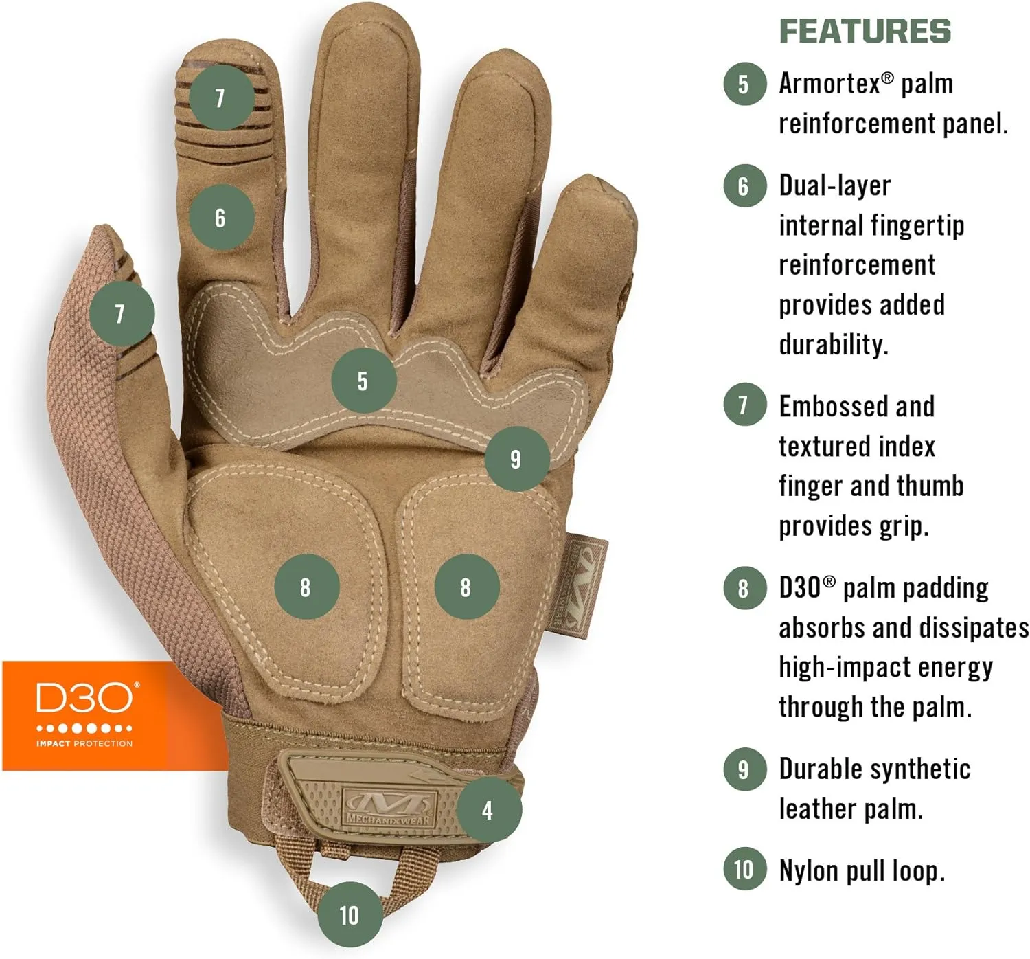Mechanix Wear: M-Pact Tactical Gloves with Secure Fit, Touchscreen Capable Safety Gloves for Men, Work Gloves with Impact Protection and Vibration Absorption (Brown, Medium)