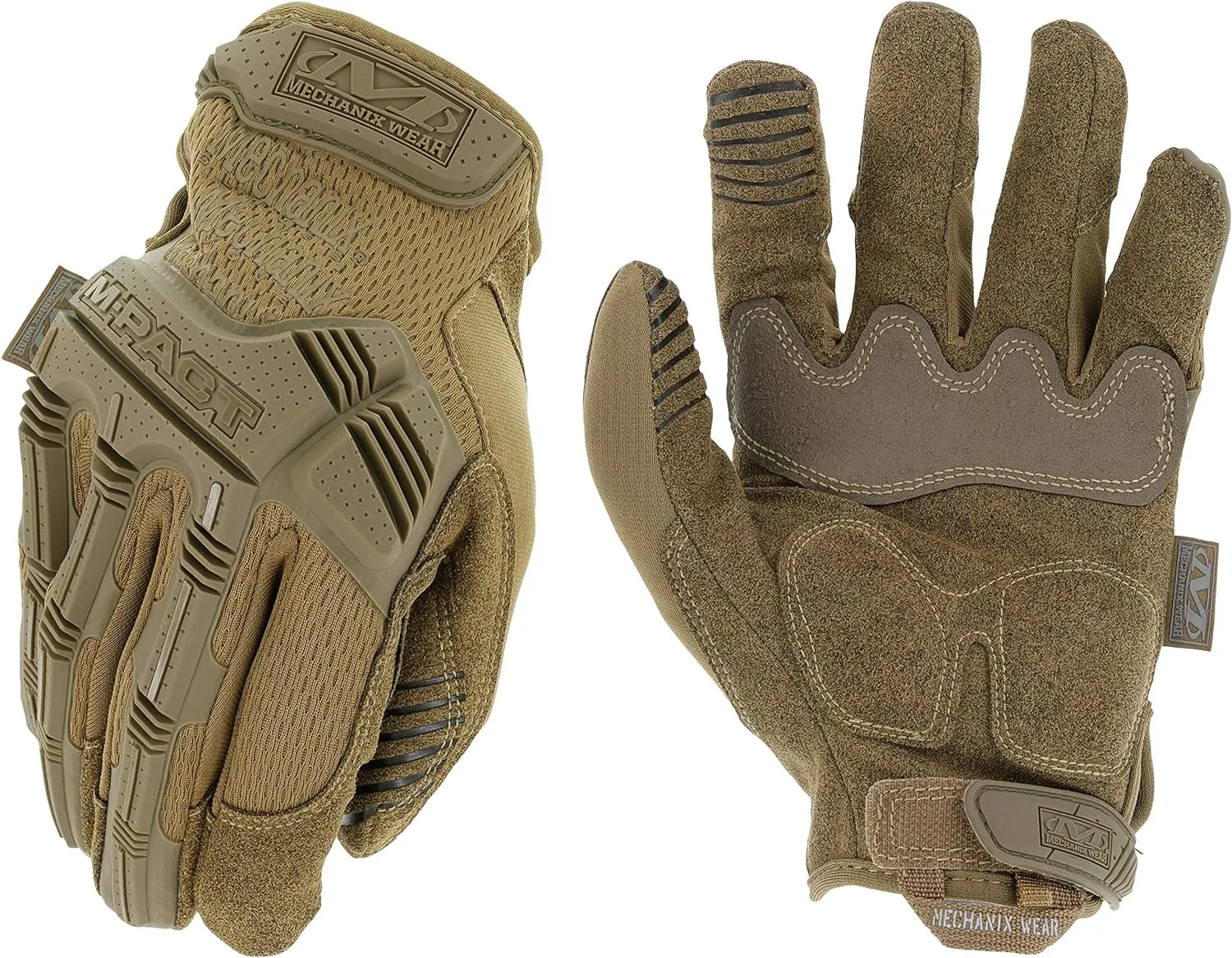 Mechanix Wear: M-Pact Tactical Gloves with Secure Fit, Touchscreen Capable Safety Gloves for Men, Work Gloves with Impact Protection and Vibration Absorption (Brown, Medium)