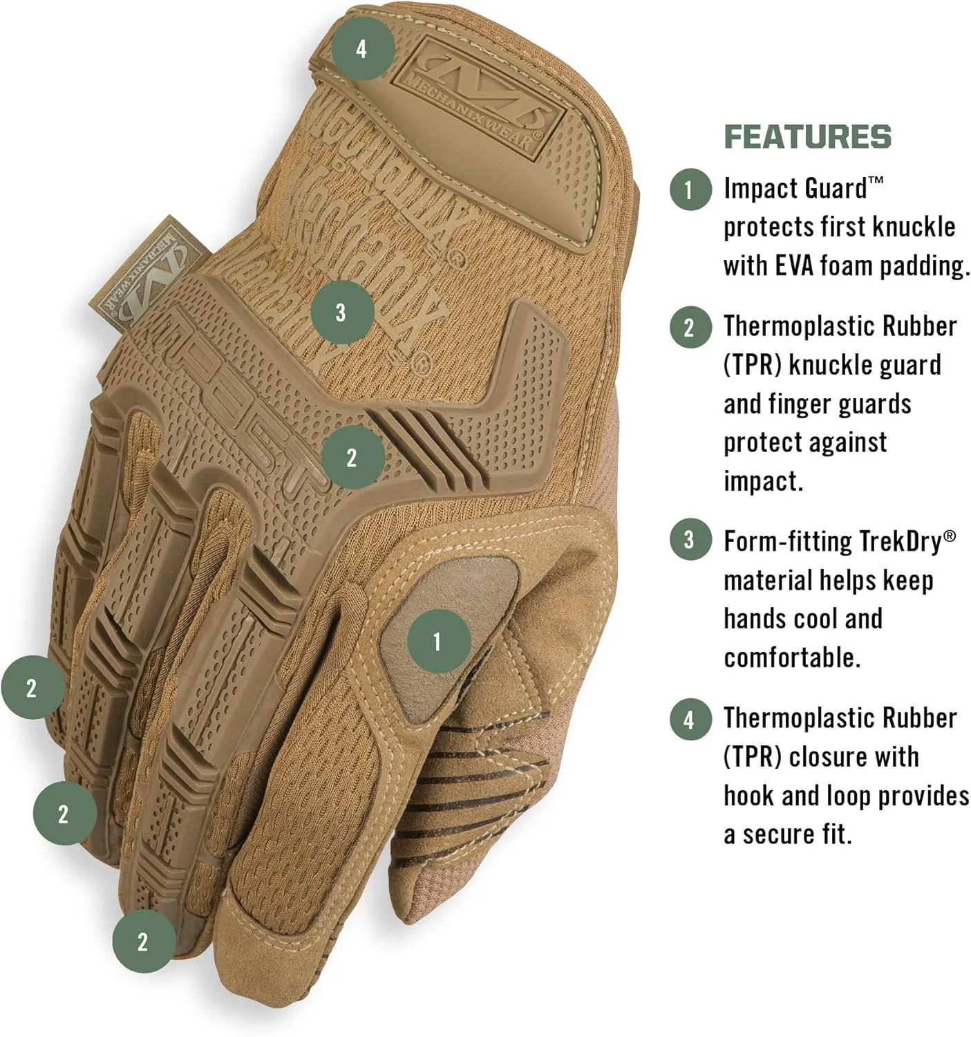 Mechanix Wear: M-Pact Tactical Gloves with Secure Fit, Touchscreen Capable Safety Gloves for Men, Work Gloves with Impact Protection and Vibration Absorption (Brown, Medium)