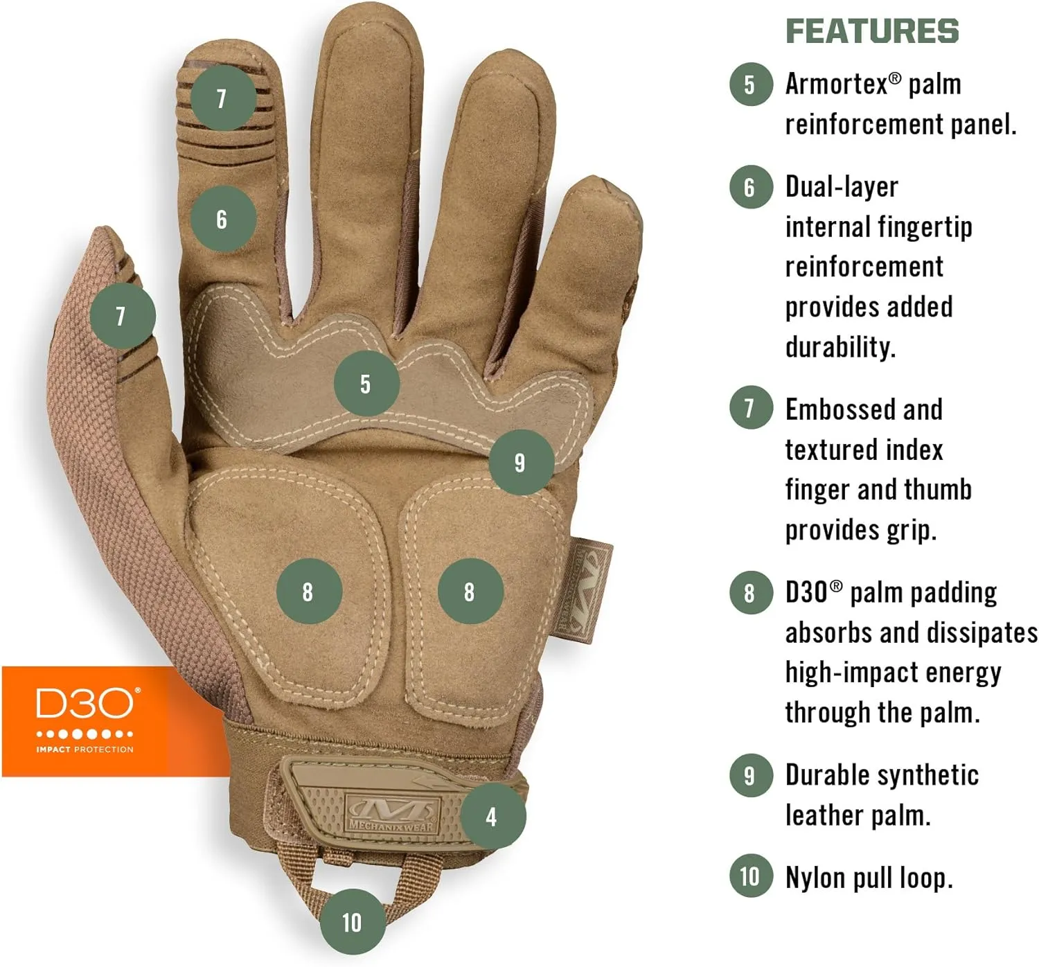 Mechanix Wear: M-Pact Tactical Gloves with Secure Fit, Touchscreen Capable Safety Gloves for Men, Work Gloves with Impact Protection and Vibration Absorption (Brown, Medium)