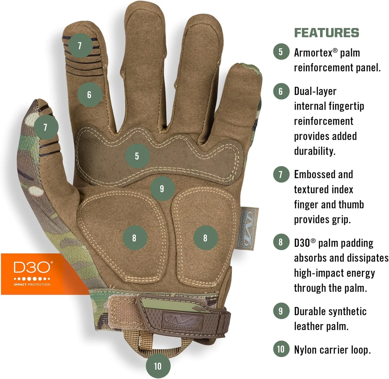 Mechanix Wear: M-Pact Tactical Gloves with Secure Fit, Touchscreen Capable Safety Gloves for Men, Work Gloves with Impact Protection and Vibration Absorption (Camouflage - MultiCam, Large)