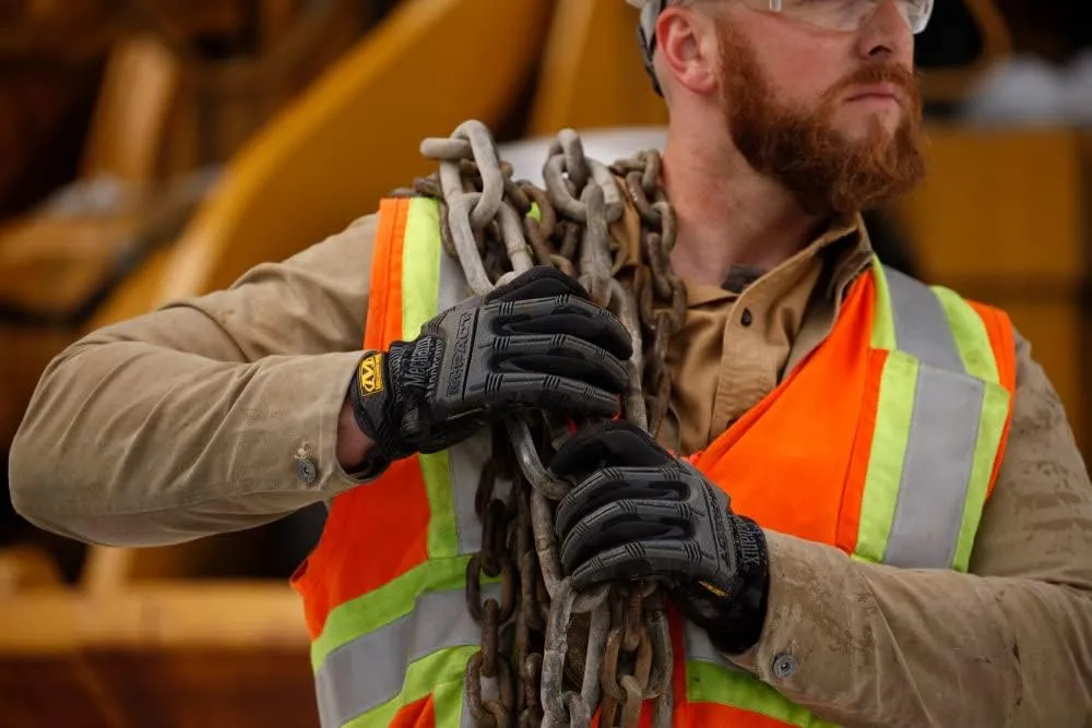 Mechanix Wear: M-Pact Work Gloves with Secure Fit, Work Gloves with Impact Protection and Vibration Absorption, Safety Gloves for Men (Black/Grey, Large)
