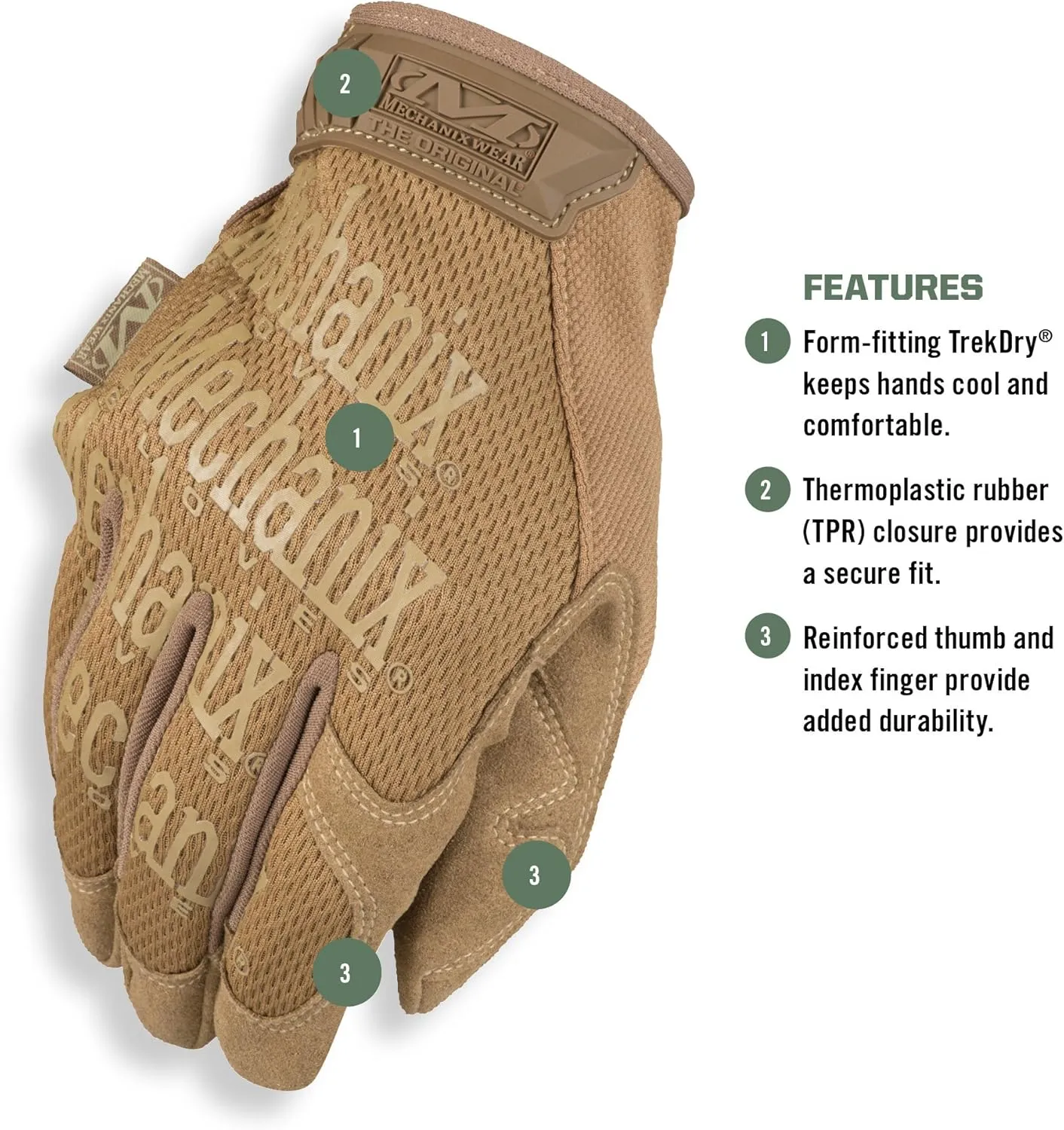 Mechanix Wear: The Original Tactical Work Gloves with Secure Fit, Flexible Grip for Multi-Purpose Use, Durable Touchscreen Safety Gloves for Men (Brown, Large)