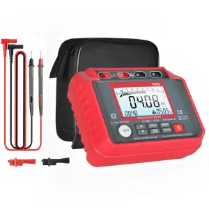 Megohmmeter, 0.1MΩ~20GΩ Digital Insulation Resistance Tester ACV DCV 10-600V Megger Megohm Testing Meter with 100 Data Storages, Low Battery Indicator, LCD Backlight Display for Electrical Equipment