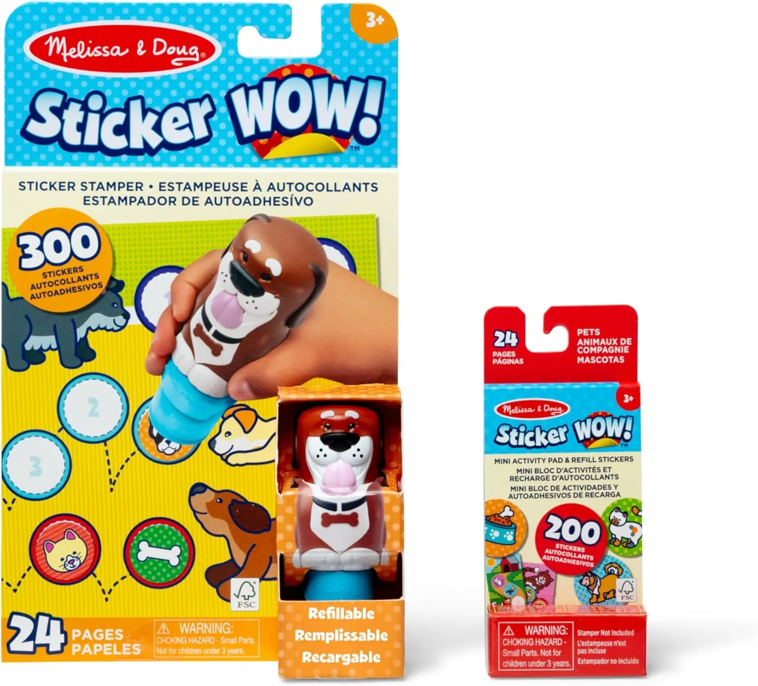 Melissa & Doug Sticker Stamper Set: Dog Bundle - Sticker stamper with 300 stickers, 24-page activity pad, 200 extra refill stickers, additional mini pad - Ages 3-7