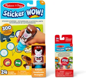 Melissa & Doug Sticker Stamper Set: Dog Bundle - Sticker stamper with 300 stickers, 24-page activity pad, 200 extra refill stickers, additional mini pad - Ages 3-7