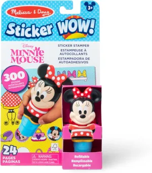 Melissa & Doug Sticker Wow!™ 24-Page Activity Pad and Sticker Stamper, 300 Stickers, Arts and Crafts Fidget Toy Collectible Character – Disney Minnie Mouse