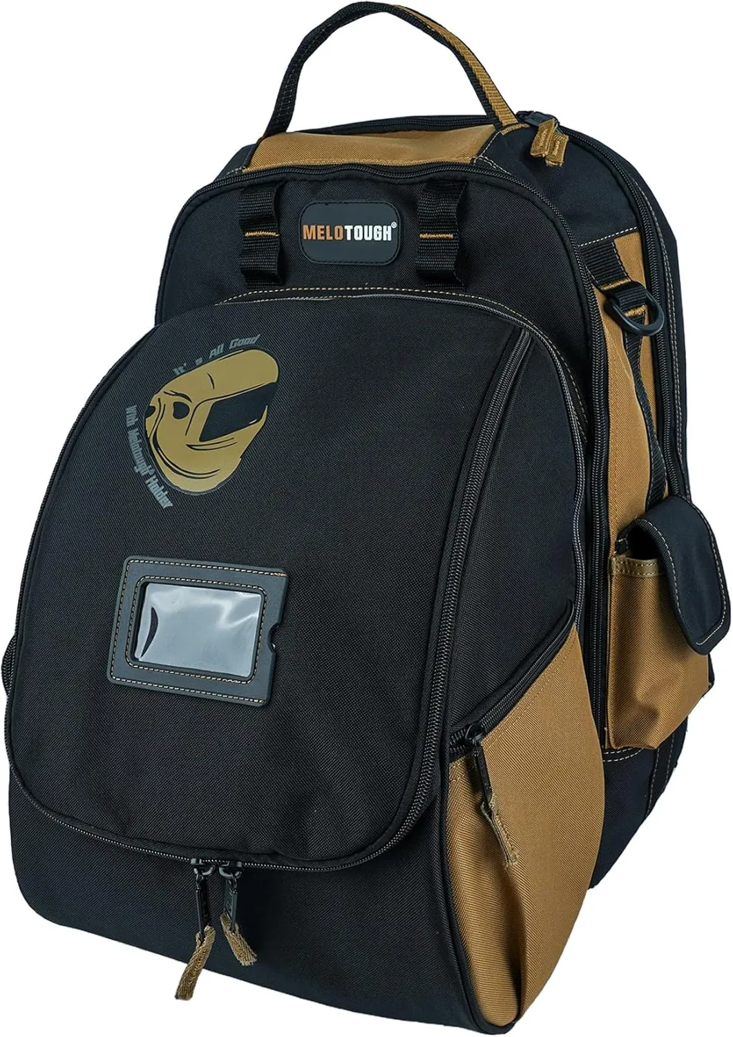 MELOTOUGH Welding Backpack for Tools and Helmet Extreme Gear Pack with Large Capacity Helmet Holder Luggage Storage Bag(Khaki