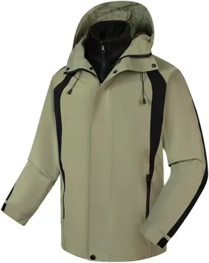 Men's 3-in-1 Ski Jacket Windproof Coat Wool Lining Thermal Insulation Mountaineering Suit