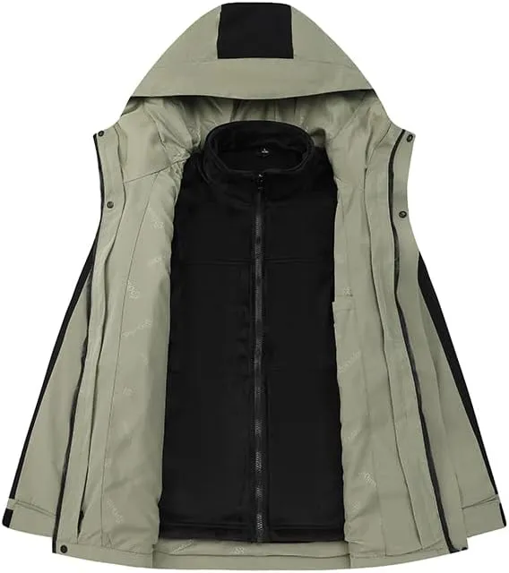 Men's 3-in-1 Ski Jacket Windproof Coat Wool Lining Thermal Insulation Mountaineering Suit