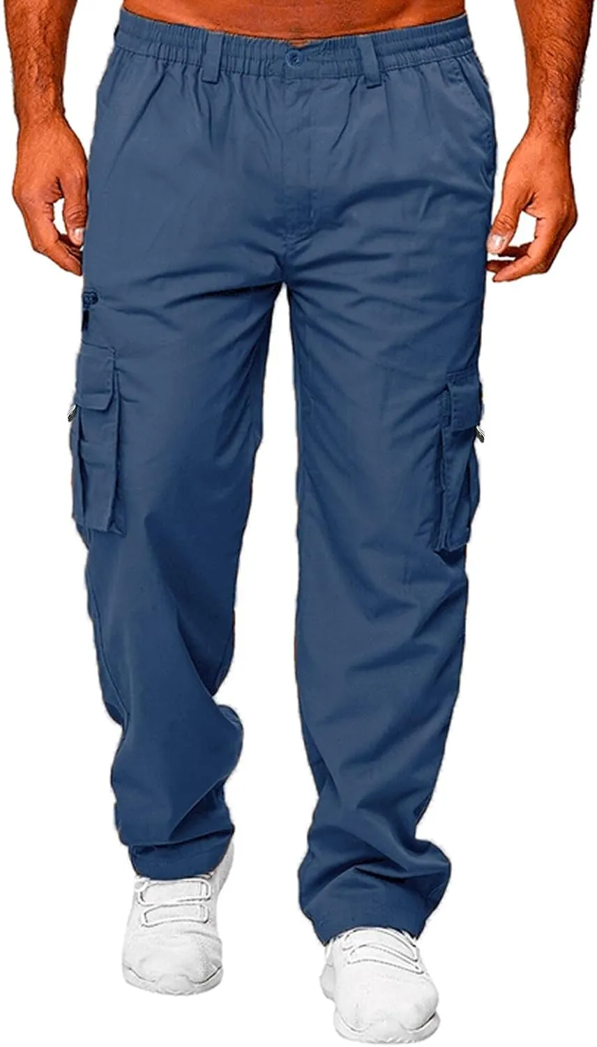 Men's Athletic Sweatpants Pocket Solid Color Pants Men's Overalls Drawstring Pants Jogger Running Straight Leg Pants