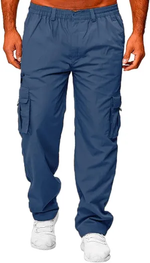 Men's Athletic Sweatpants Pocket Solid Color Pants Men's Overalls Drawstring Pants Jogger Running Straight Leg Pants