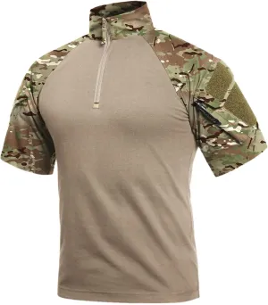 Men's Combat Tactical Shirt Military-Airsoft-Paintball-Camping Gear Army Security Clothes with 2 Pockets
