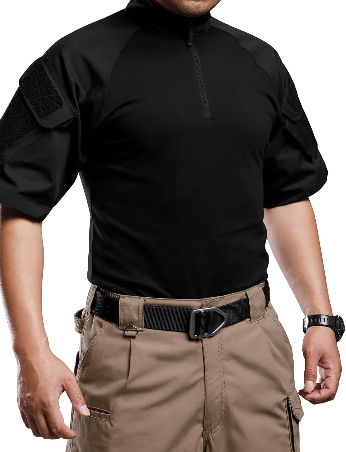 Men's Combat Tactical Shirt Military-Airsoft-Paintball-Camping Gear Army Security Clothes with 2 Pockets